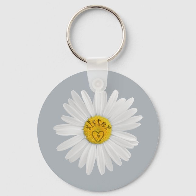 Chaveiro Daisy Flower For Sister Art Customize Background (Frente)