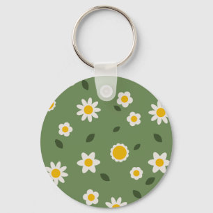 Chaveiro DAISY GREEN - Anel de Chave Floral Te Ama Muito