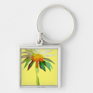 Chaveiro Daisy moderna art flower on yellow