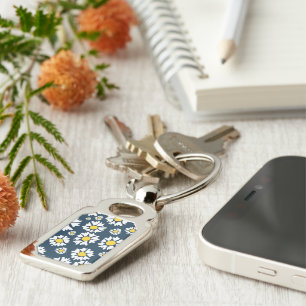 Chaveiro Daisy Pattern, Floral Pattern, White Daisies