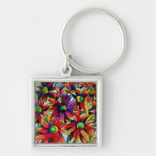 Chaveiro Daisy Straw, flores silvestres multicoloridas
