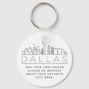 Chaveiro Dallas, Texas Stylizou Skyline   Slogan Personaliz