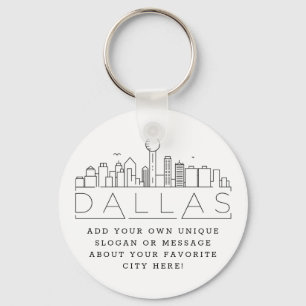 Chaveiro Dallas, Texas Stylizou Skyline  Slogan Personaliza