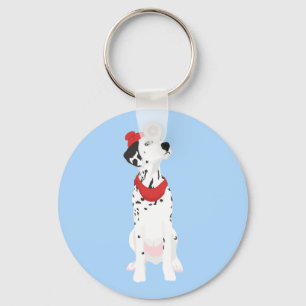 Chaveiro Dalmatian legal com o chapéu e o xaile vermelhos