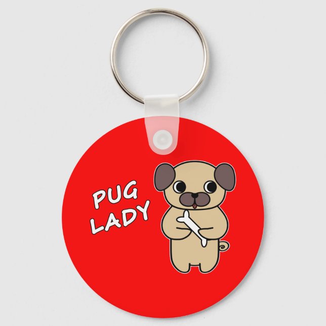 Chaveiro DAMA PUG - Vermelho (Frente)