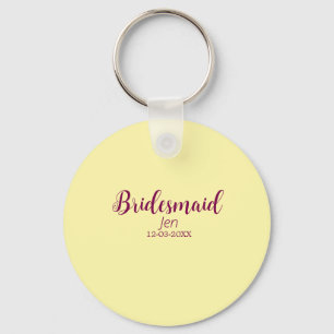Chaveiro Damas de honra marrom amarelo nome data elegante n