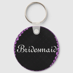 Chaveiro Damas de Honra Personalizadas com Brilho Roxo