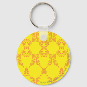 Chaveiro Damasco amarelo alaranjado