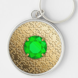 Chaveiro Damasco Dourado com uma pedra preciosa da