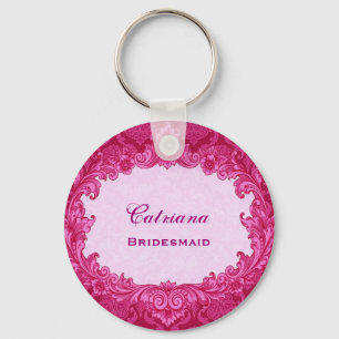 Chaveiro Damasco G302 do vintage do rosa do favor do
