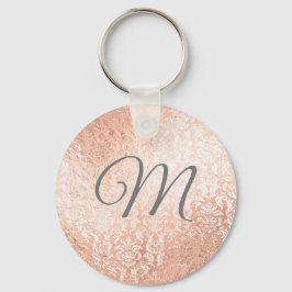 Chaveiro Damasco Personalizado Monograma em Ouro Rosa