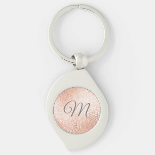 Chaveiro Damasco Personalizado Monograma em Ouro Rosa