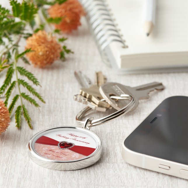 Chaveiro Damask 40ª Design de Aniversário de Casamento (Lateral)