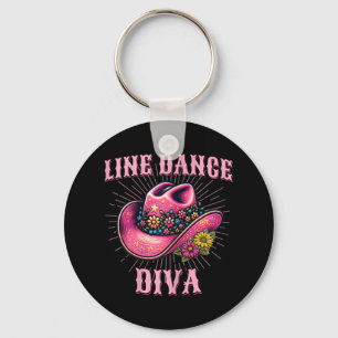 Chaveiro Dança de linha Western Pink Cowgirl Hat Line Dance