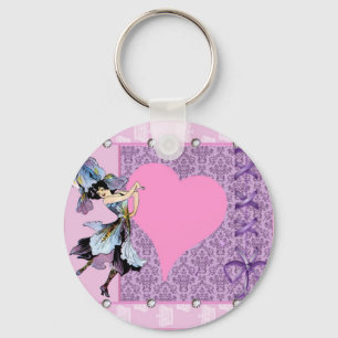Chaveiro Dançando design cor-de-rosa da fada de flores de v
