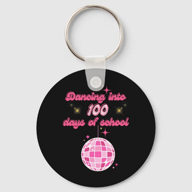 Chaveiro Dançar Em 100 Dias De Escola Com Disco Rosa Ba (Frente)