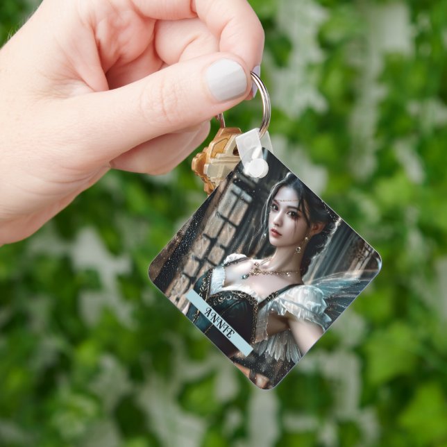 Chaveiro Dançarina balé em um Tu Verde e Asas Fadas (Mão)