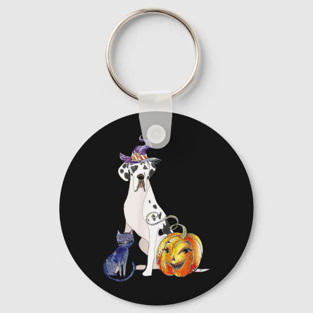 Chaveiro Dane Grande do Halloween Cachorro Harlequim (Frente)