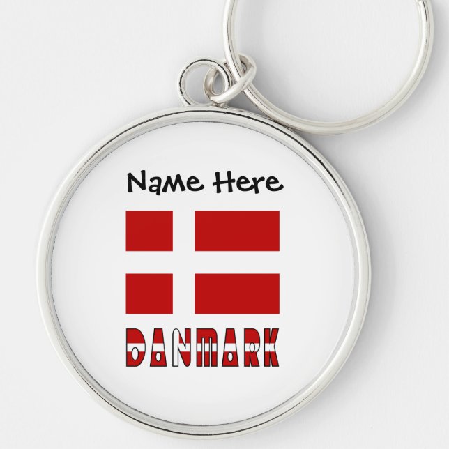 Chaveiro Danmark e Dannebrog Personalizado  (Frente)