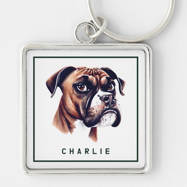 Chaveiro Dapper Boxer Pup Personalizado (Frente)