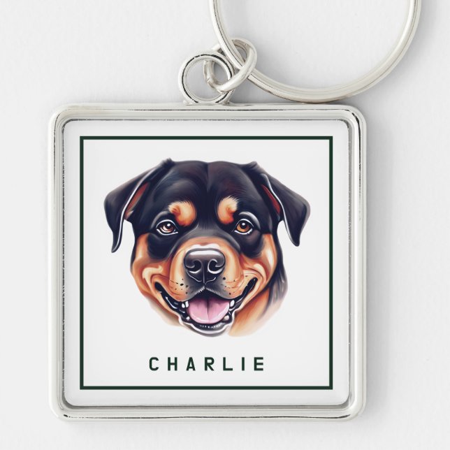 Chaveiro Dapper Rottweiler Pup Personalizado (Frente)