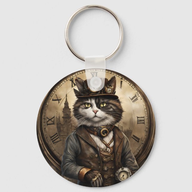 Chaveiro Dapper Steampunk Calico Cat (Frente)