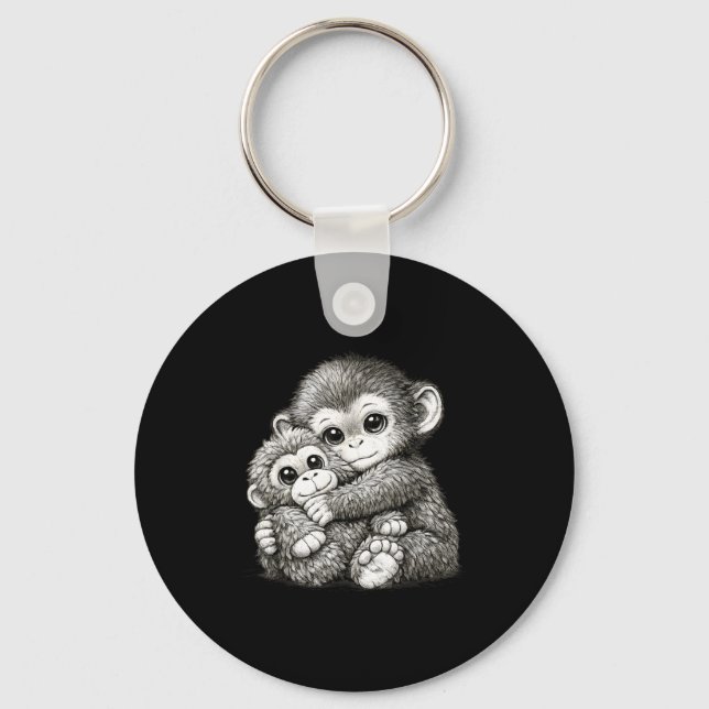 Chaveiro Dar um soco num macaco com meme de abraço de ursin (Frente)