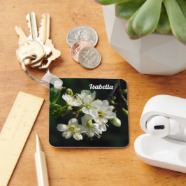 Chaveiro Dark Botanical White Plum Blossom Acrylic Keychain