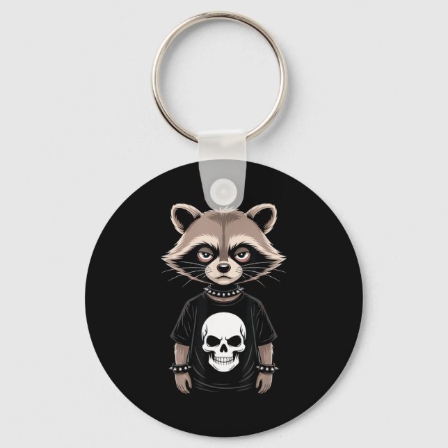 Chaveiro Dark Emo Raccoon With Skull Punk Style Alternative (Frente)