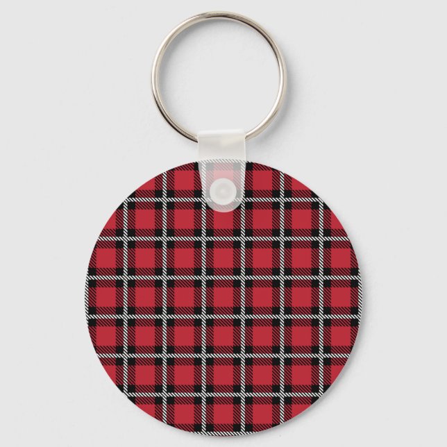 Chaveiro Dark Red and Black Tartan Plaid Pattern (Frente)