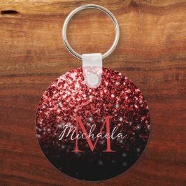 Chaveiro Dark Red faux Glitter sparkles Glamour Monogram