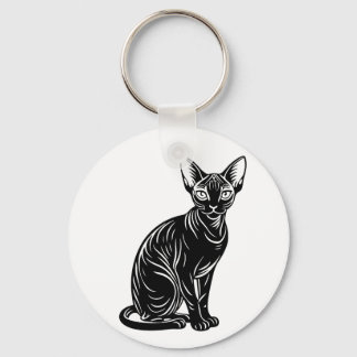 Chaveiro Dark Sphynx Cat Art – Mysterious Minimal Design