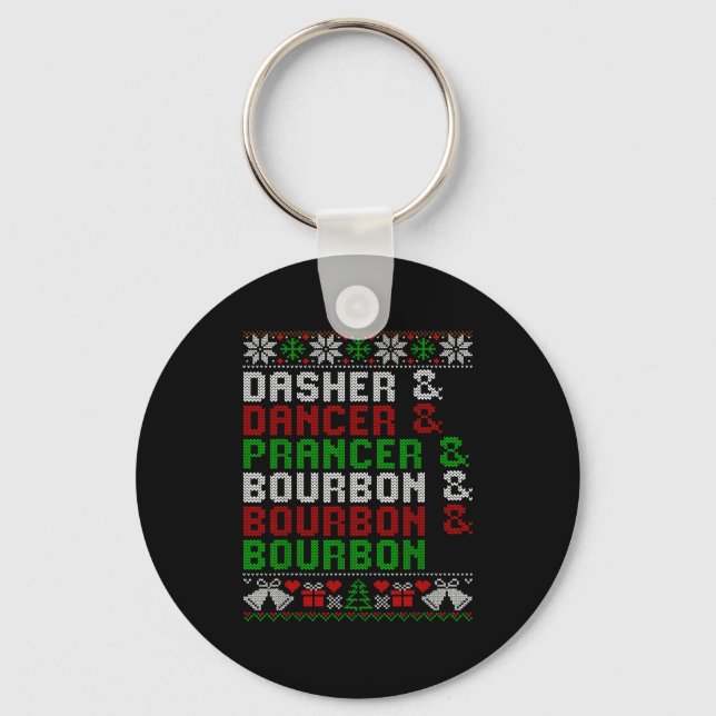 Chaveiro Dasher Dancer Prancer &amp; Bourbon Xmas Holiday U (Frente)