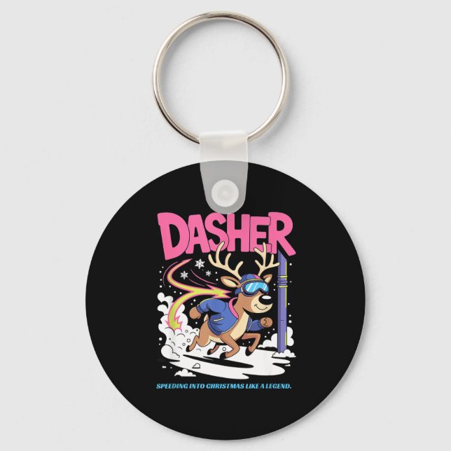 Chaveiro Dasher Reindeer Christmas Speeding Fun  (Frente)