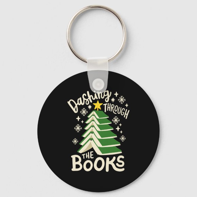 Chaveiro Dashing Through The Books Christmas Book Lovers Me (Frente)