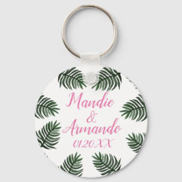 Chaveiro Data de Casamento da Greenerescência Tropical dos 