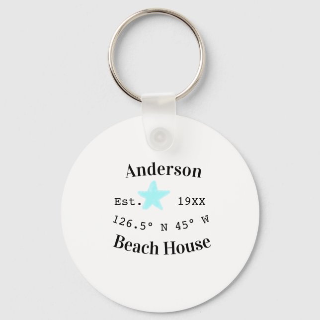 Chaveiro Data do ano da casa de praia coordenadas personali (Frente)