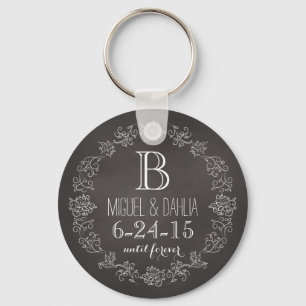 Chaveiro Data personalizada do casamento do monograma do