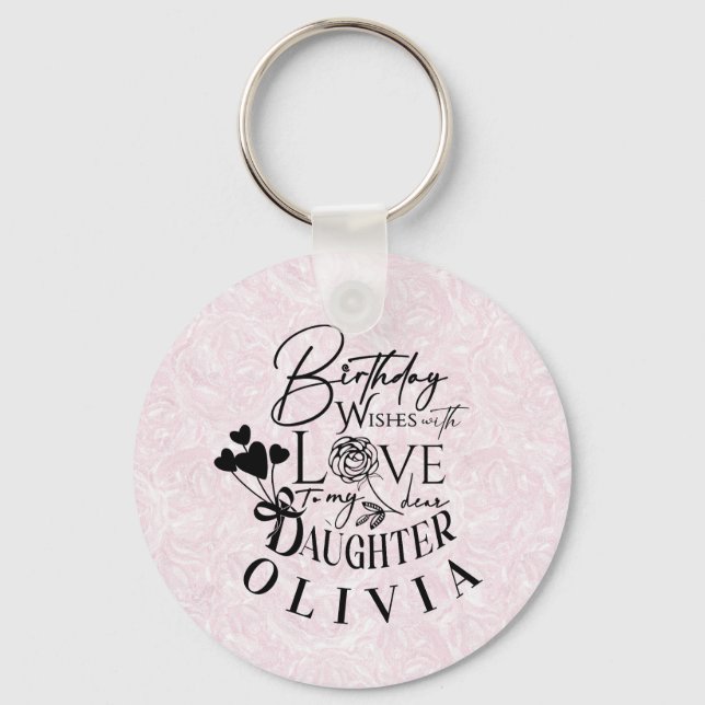 Chaveiro Daughter  Birthday Calligraphy Custom Name  Modern (Frente)