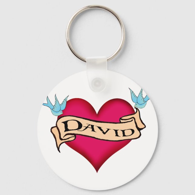 Chaveiro David - T-shirts e presentes com tatuagem cardíaca (Frente)