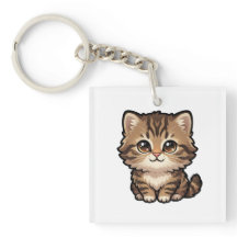 Chaveiro de Acrílico de Gatinho Malhado Marrom Fof