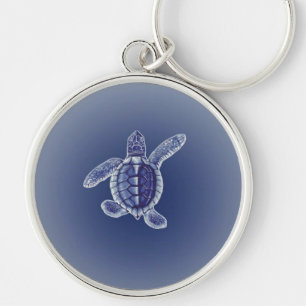 Chaveiro de acrílico tartaruga com fundo azul