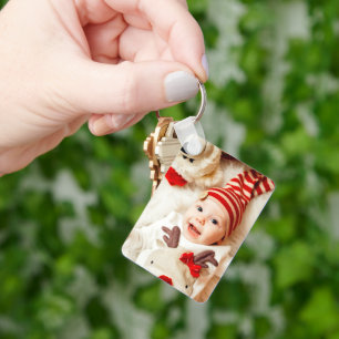 Chaveiro de alumínio lado duplo com duas fotos pe