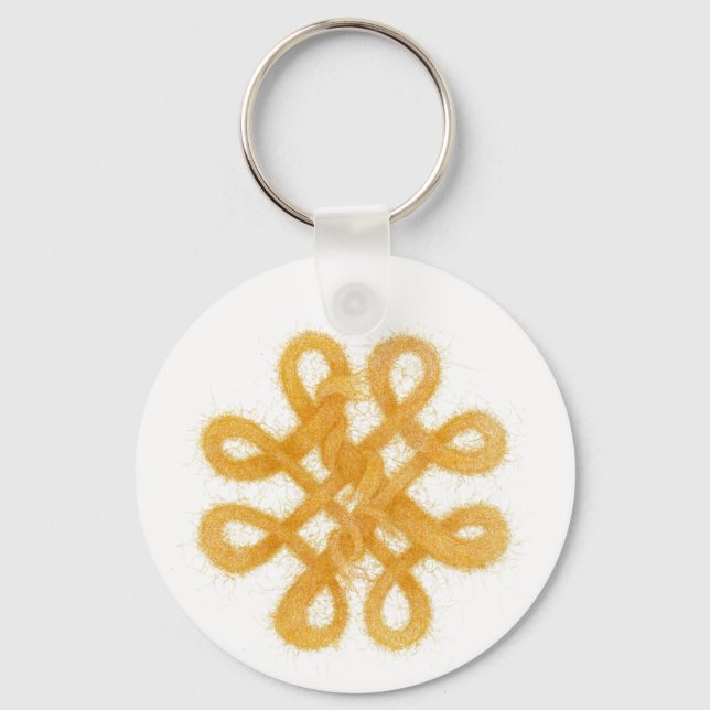 Chaveiro de alumínio redondo com Nó CELTICO Dourad (Frente)