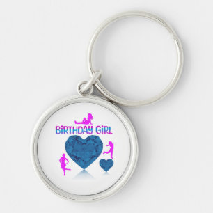 Chaveiro de aniversário de design rosa e azul