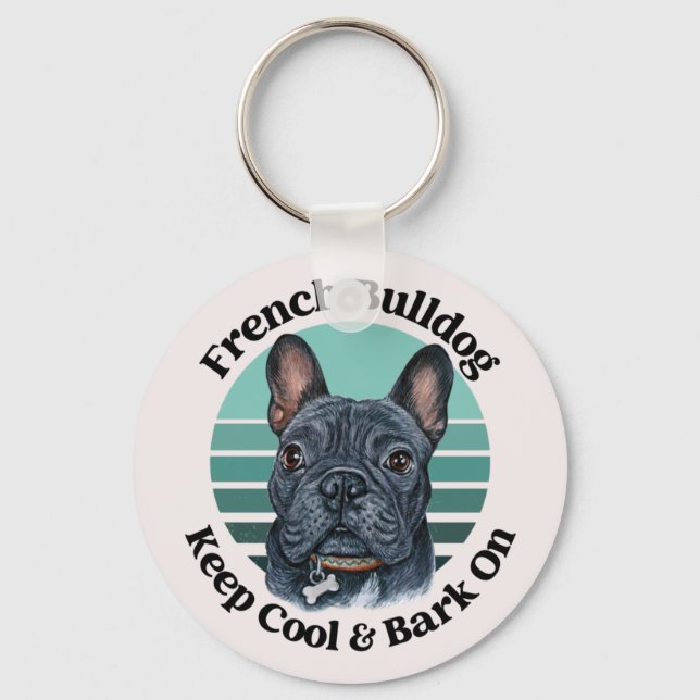 Chaveiro de Aquarela de Buldogue Francês (Frente)