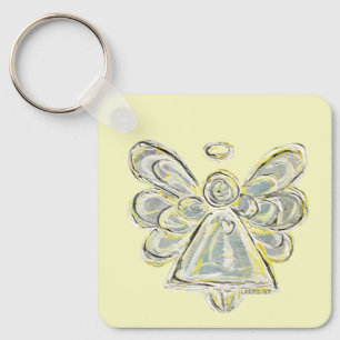 Chaveiro de Arte Anjo de Guardiã de Luz Branca e P