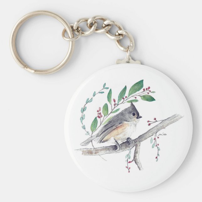 Chaveiro de Arte com Pássaro Tufado (Frente)