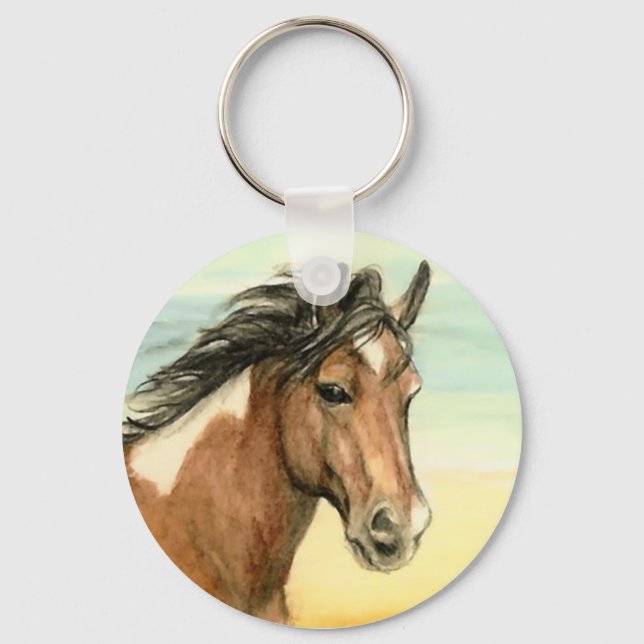 chaveiro de Arte de Cavalo "Assateague Pony" (Frente)
