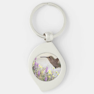 Chaveiro de Arte Digital de Hummingbird e Flores S